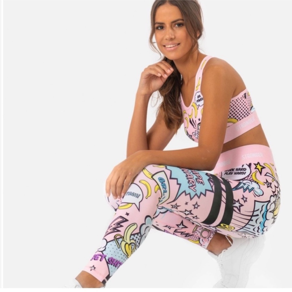 Stronger Pink Punch Comic Book Print Leggings